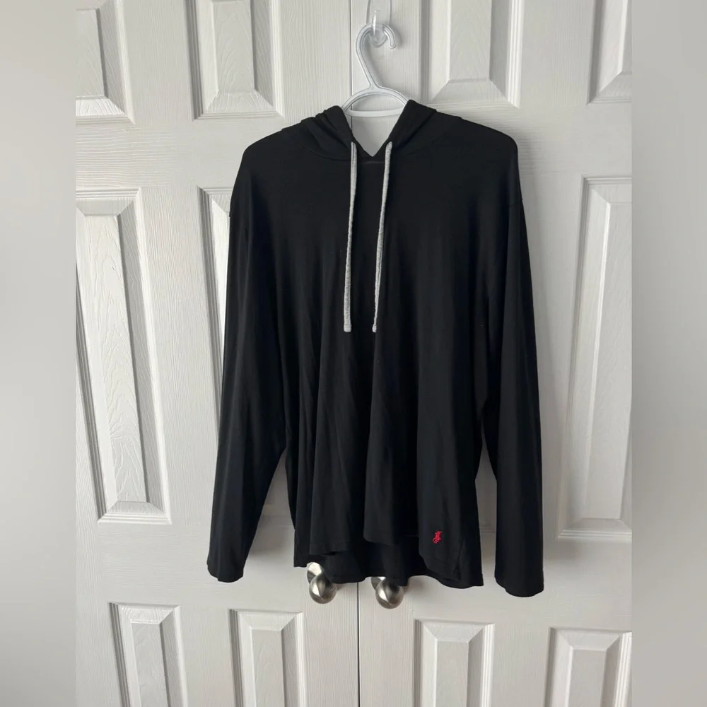 Polo Ralph Lauren Supreme Comfort Lightweight Hoodie Black L Red Pony Logo